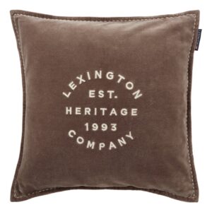 Lexington Dekokissenbezug Logo Organic Cotton Velvet Braun 50 x 50 cm