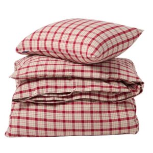 Lexington Bettwäscheset Checked Cotton Flannel Rot/Beige, 135 x 200 / 80 x 80 cm