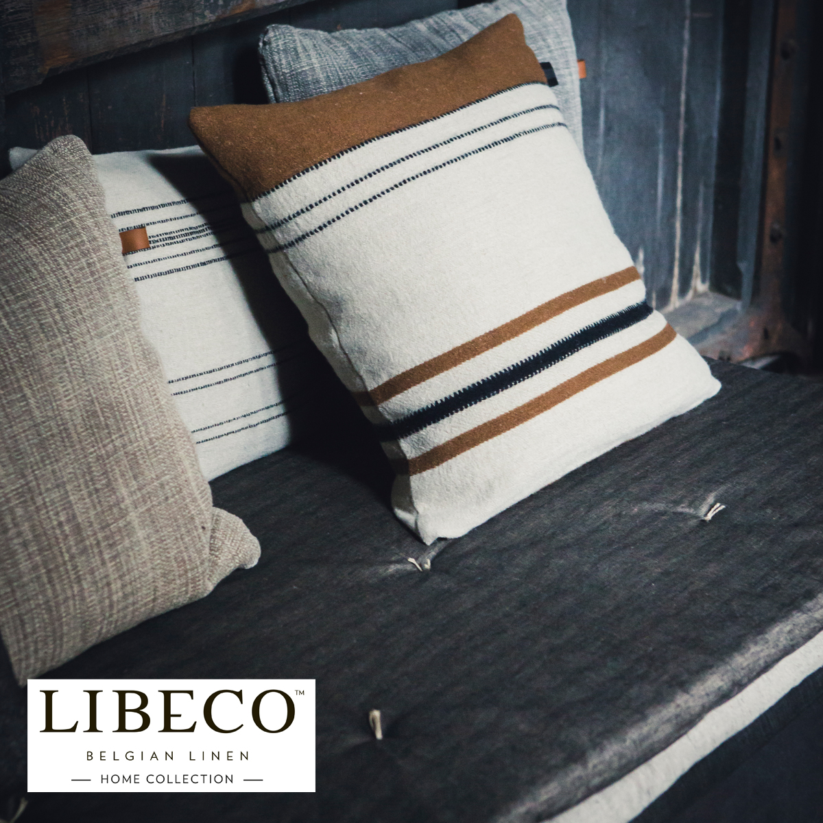 Libeco Dekokissenbezug Foundry Beewax Stripe 63 x 63 cm – Bild 6