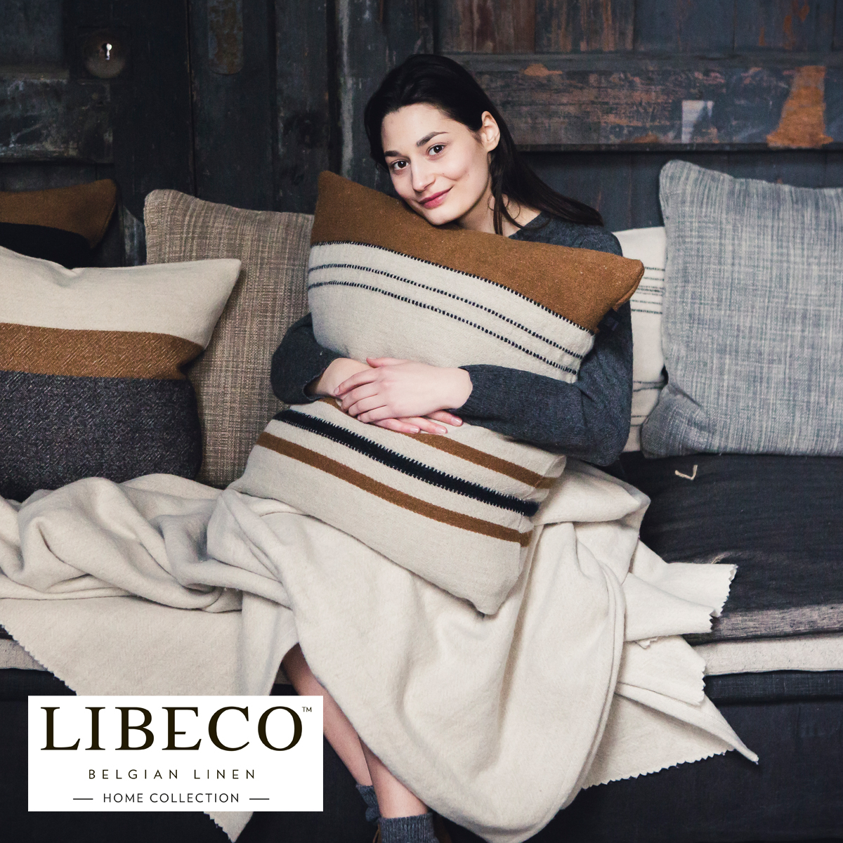 Libeco Dekokissenbezug Foundry Beewax Stripe 63 x 63 cm – Bild 7