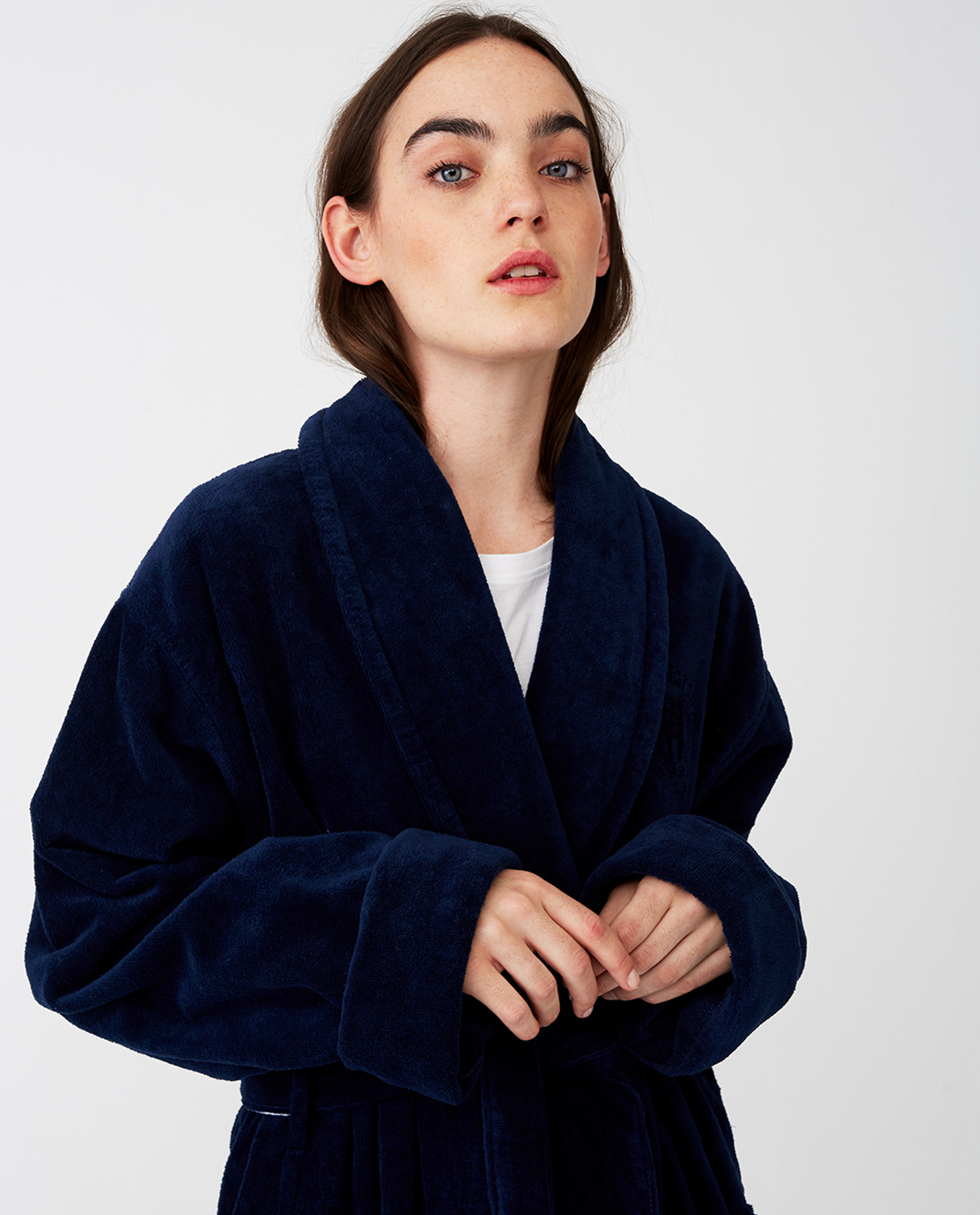 Lexington Bademantel Hotel Velour Blau – Bild 3