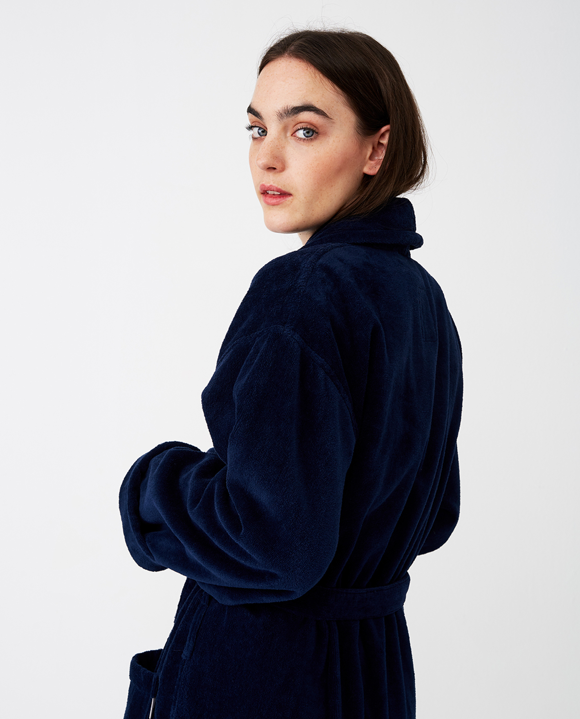 Lexington Bademantel Hotel Velour Blau – Bild 6