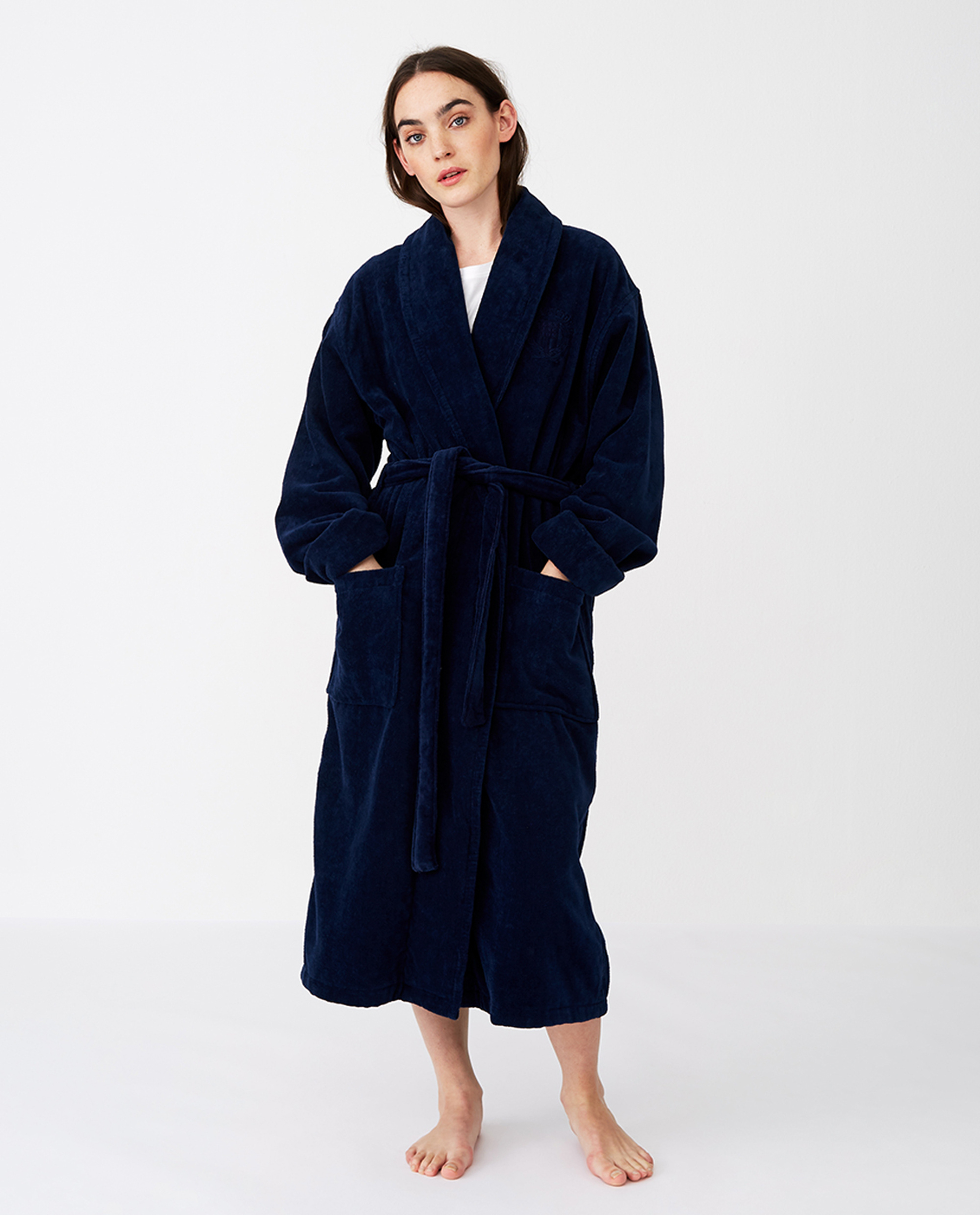 Lexington Bademantel Hotel Velour Blau – Bild 7