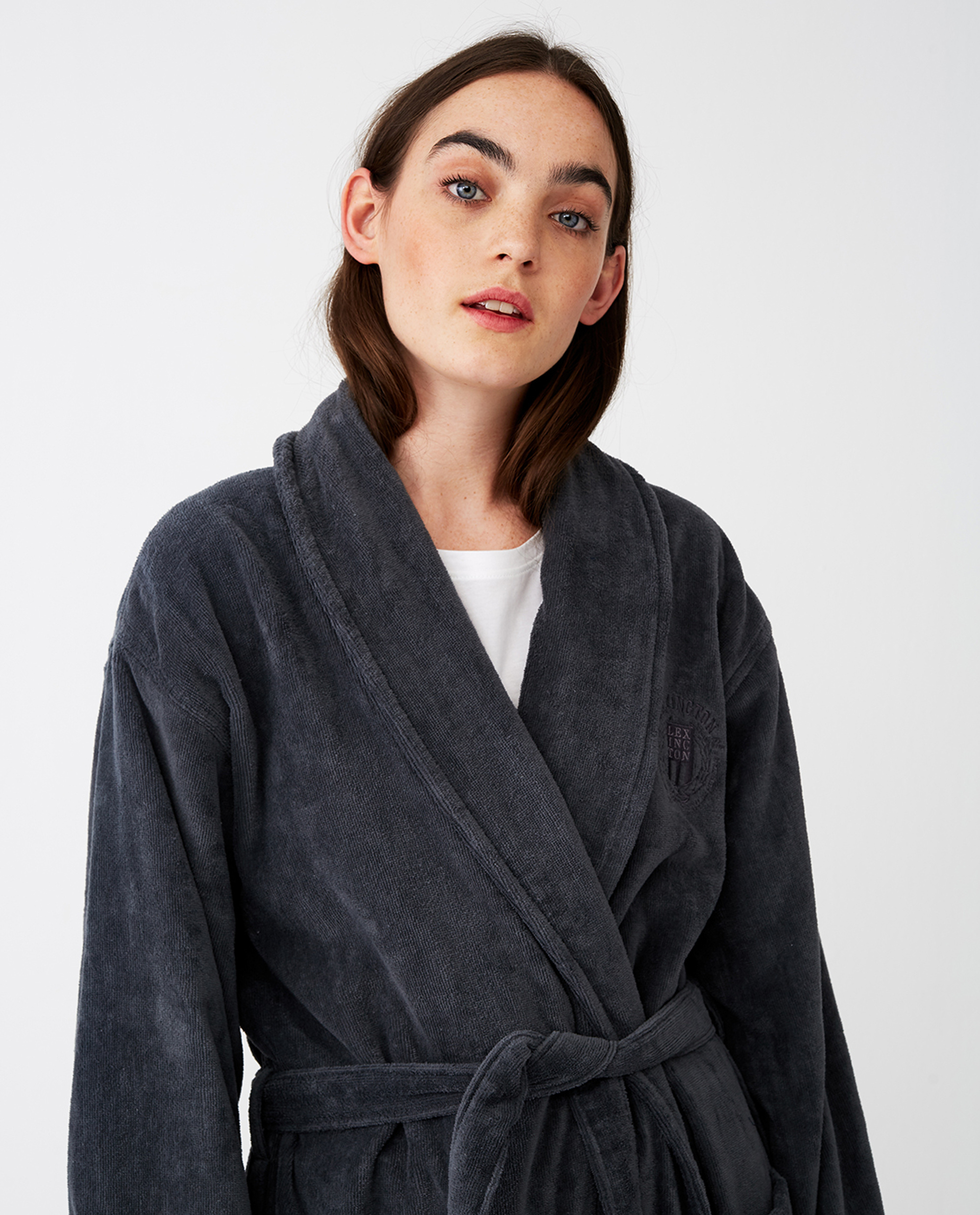 Lexington Bademantel Hotel Velour Grau – Bild 5