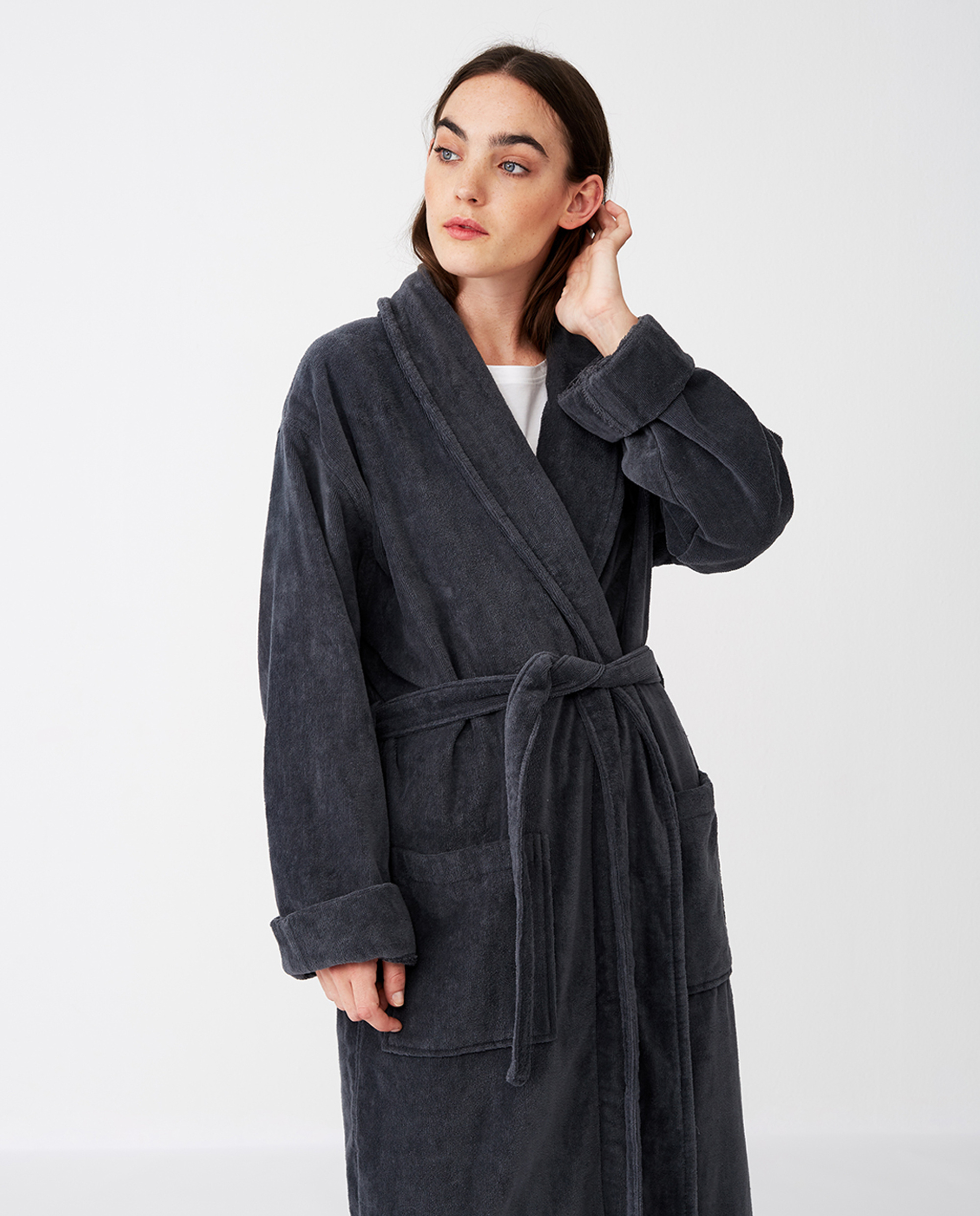 Lexington Bademantel Hotel Velour Grau – Bild 6