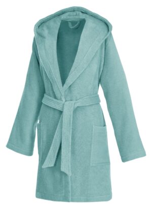 Weseta Damen Kapuzenbademantel kurz Dreamflor Arctic Green (12)