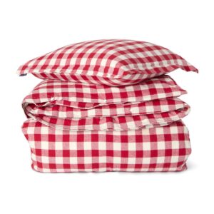 Lexington Bettwäscheset Flanell kariert Rot/Hellbeige 200 × 200 cm + 2 × 80 × 80 cm