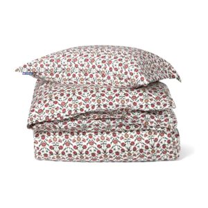 Lexington Bettwäscheset Satin mit Blumendruck Weiß/Rot/Grün/Beige 200 × 200 cm + 2 × 80 × 80 cm