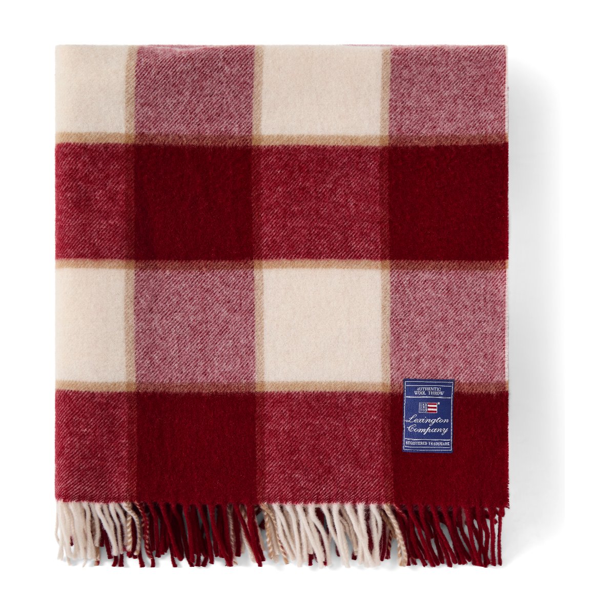 Lexington Plaid recycelte Wolle kariert Rot/Hellbeige/Beige 130 × 170 cm