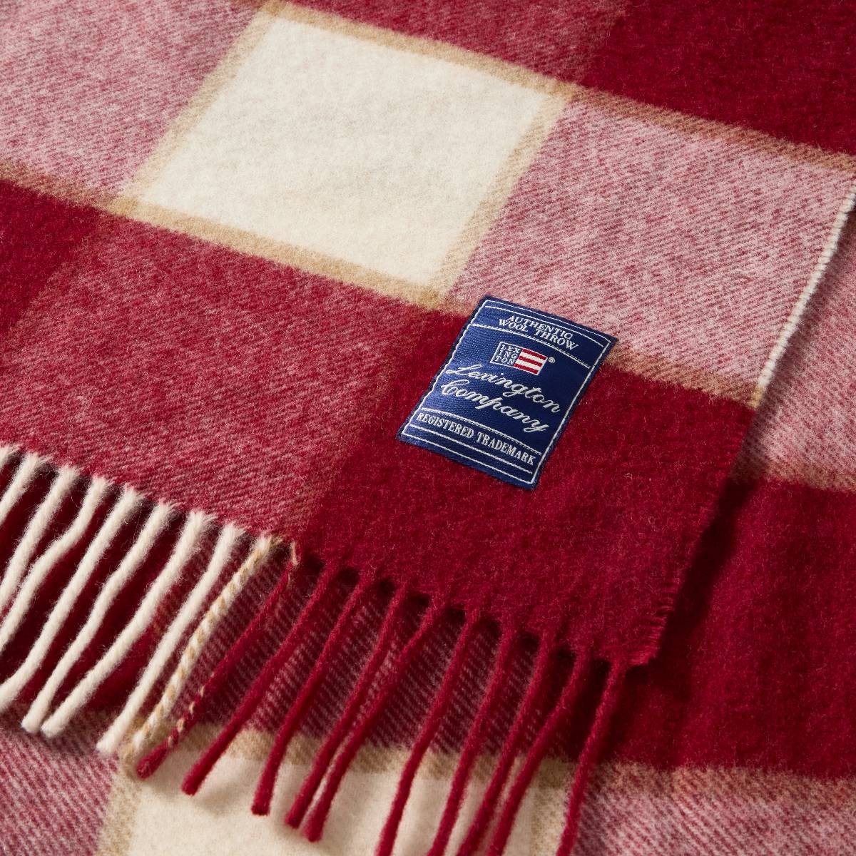 Lexington Plaid recycelte Wolle kariert Rot/Hellbeige/Beige 130 × 170 cm – Bild 3